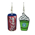 Asymmetric Multi-colored Acrylic Drinks Coffee Dangle Party Statement Earrings