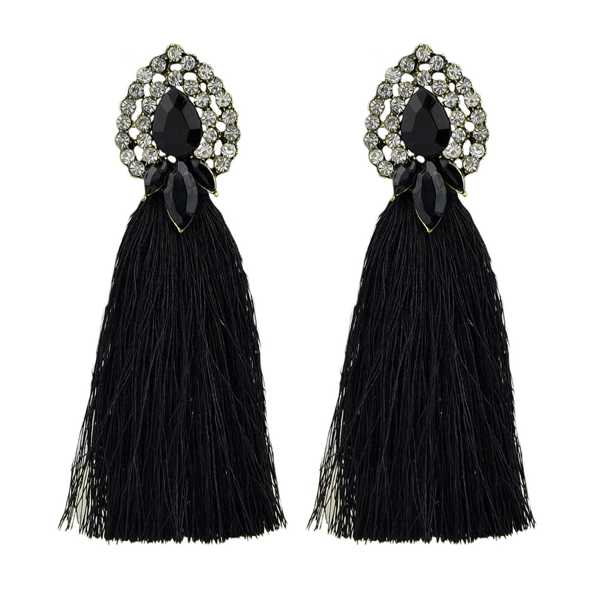 Boho Ethnic Jewellery Colorful Crystal Tassel Thread Chandelier Fringe Earrings-4