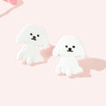 Tiny White Dog Puppy Stud Earrings Cute Teens Girls Women Dainty Jewellery Gift-0