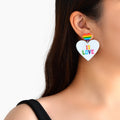 Rainbow Resin Heart Love Letter Asymmetrical Dangle Pierced Earrings Jewellery-0