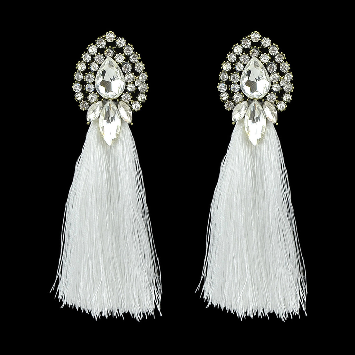 Boho Ethnic Jewellery Colorful Crystal Tassel Thread Chandelier Fringe Earrings-5