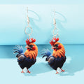 Vivid Rooster Acrylic Animal Dangle Earrings Women Vacation Chicken Jewellery