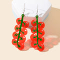 Red Acrylic Tomato Large Dangle Earrings Girl's Personality Creative Accessories