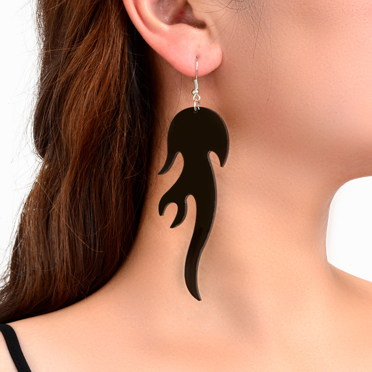 Hip Hop Punk Style Korean Red Acrylic Fire Big Statement Dangle Trendy Earrings
