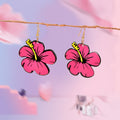 Hotpink Acrylic Dangle Flower Earrings Flora Bloom Vacation Jewellery Gift