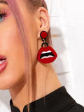 Personality Creative Red Lips Acrylic Statement Dangle Earrings Party Jewellery