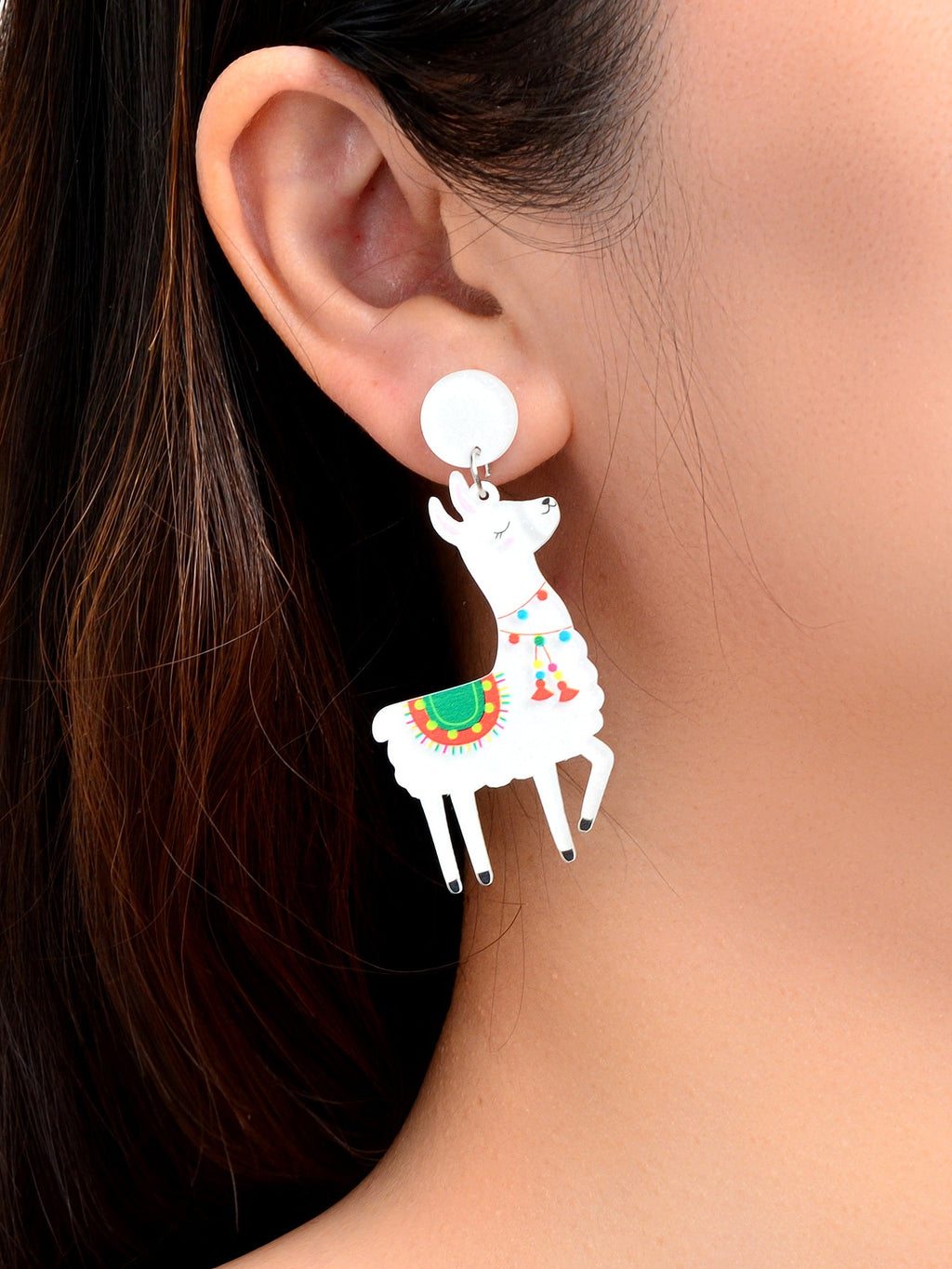 White Acrylic Lovely Sheep Dangle Lamb Earrings Cartoon Design Geometric Jewelry
