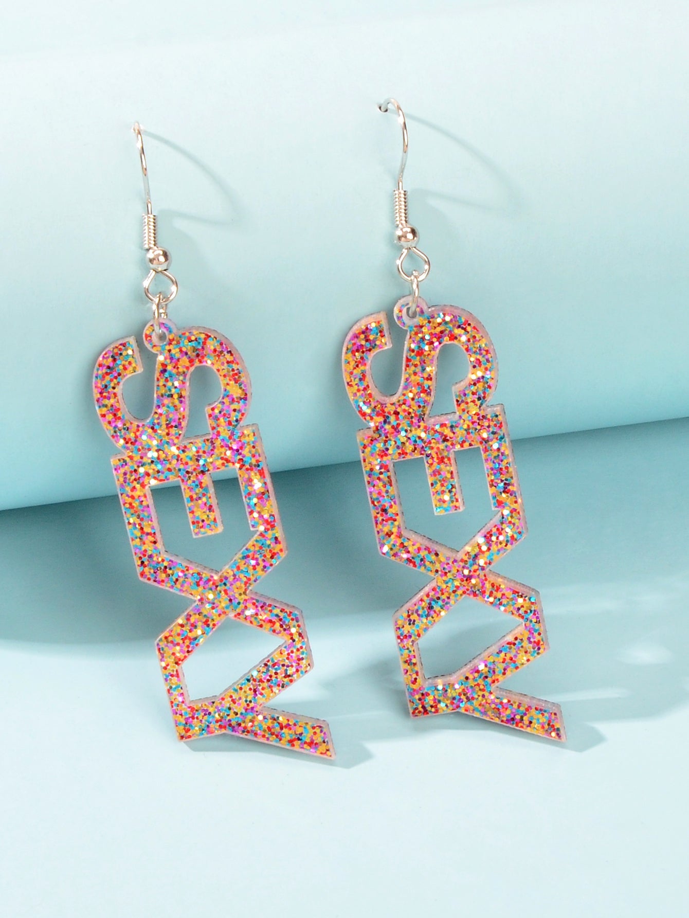 Creative Glitter Sequins Lightweight Acrylic SEXY Letter Dangle Party Earrings