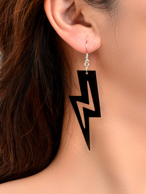 Black Red Pendant Retro Acrylic Dangle Lightning Earrings for Women 80's Party