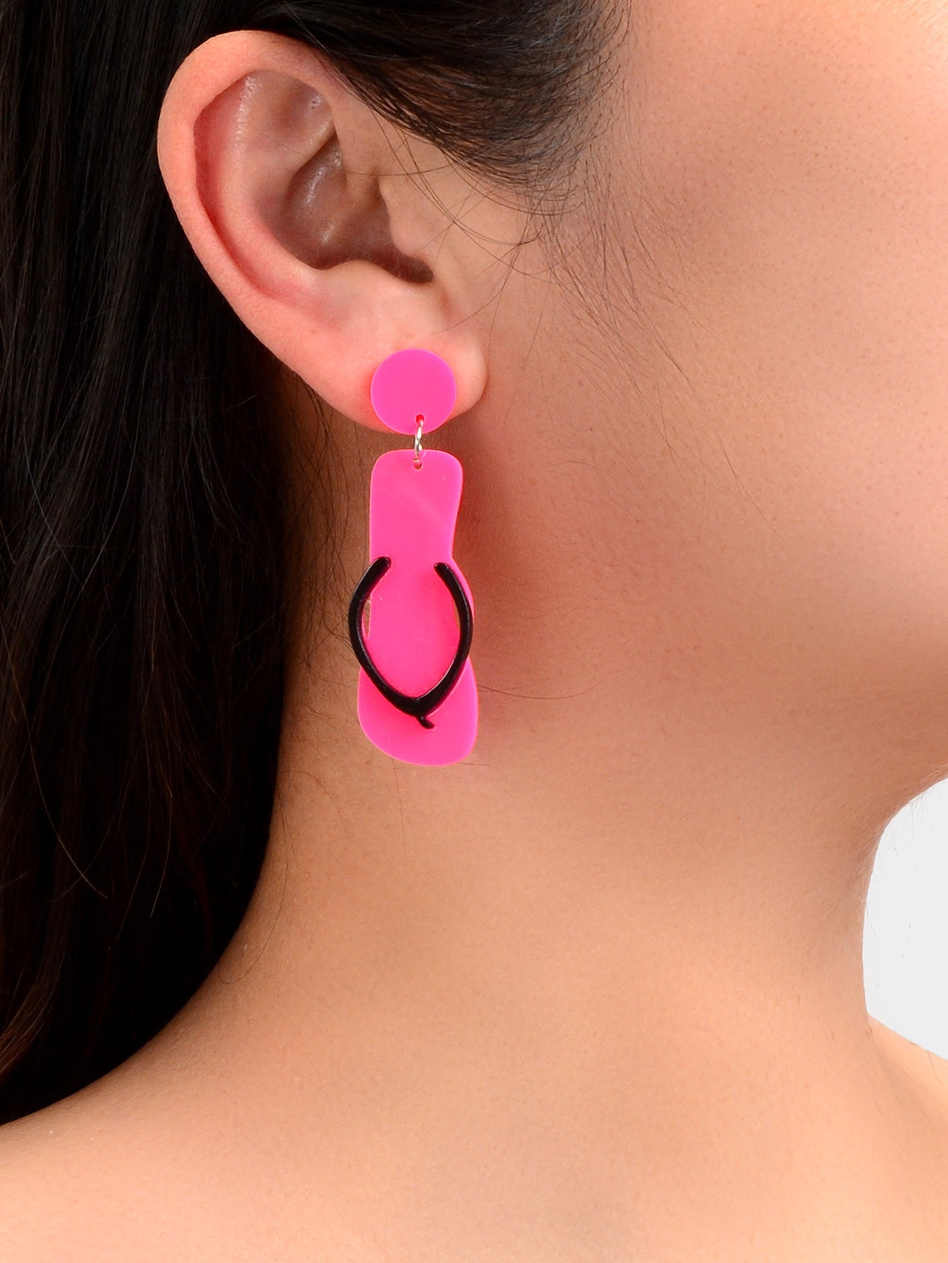Y2k Style Hot Pink Acrylic Slippers Pendant Dangle Earrings Girl Holiday Jewelry