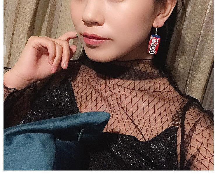 Asymmetric Multi-colored Acrylic Drinks Coffee Dangle Party Statement Earrings