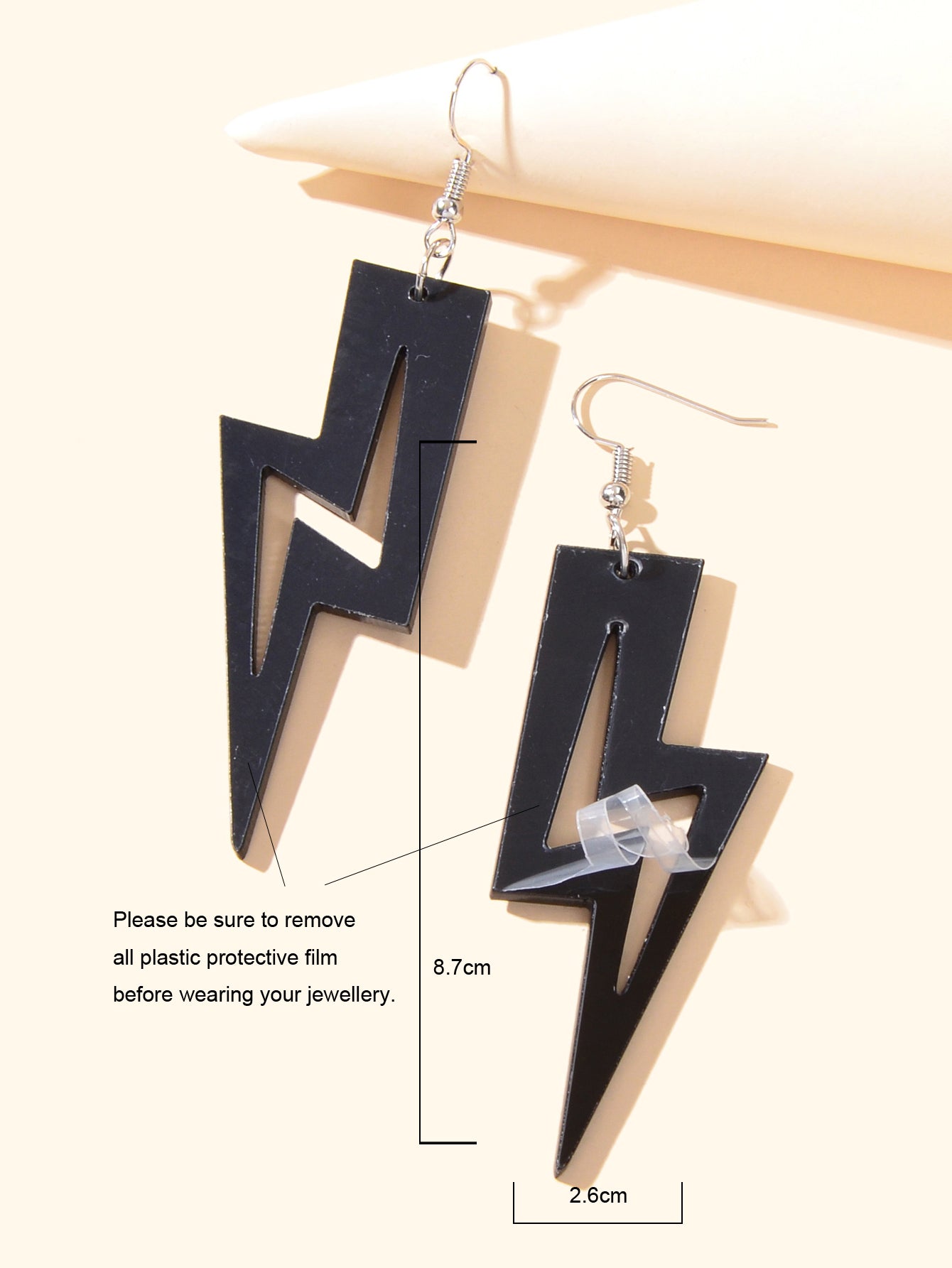 Black Red Pendant Retro Acrylic Dangle Lightning Earrings for Women 80's Party