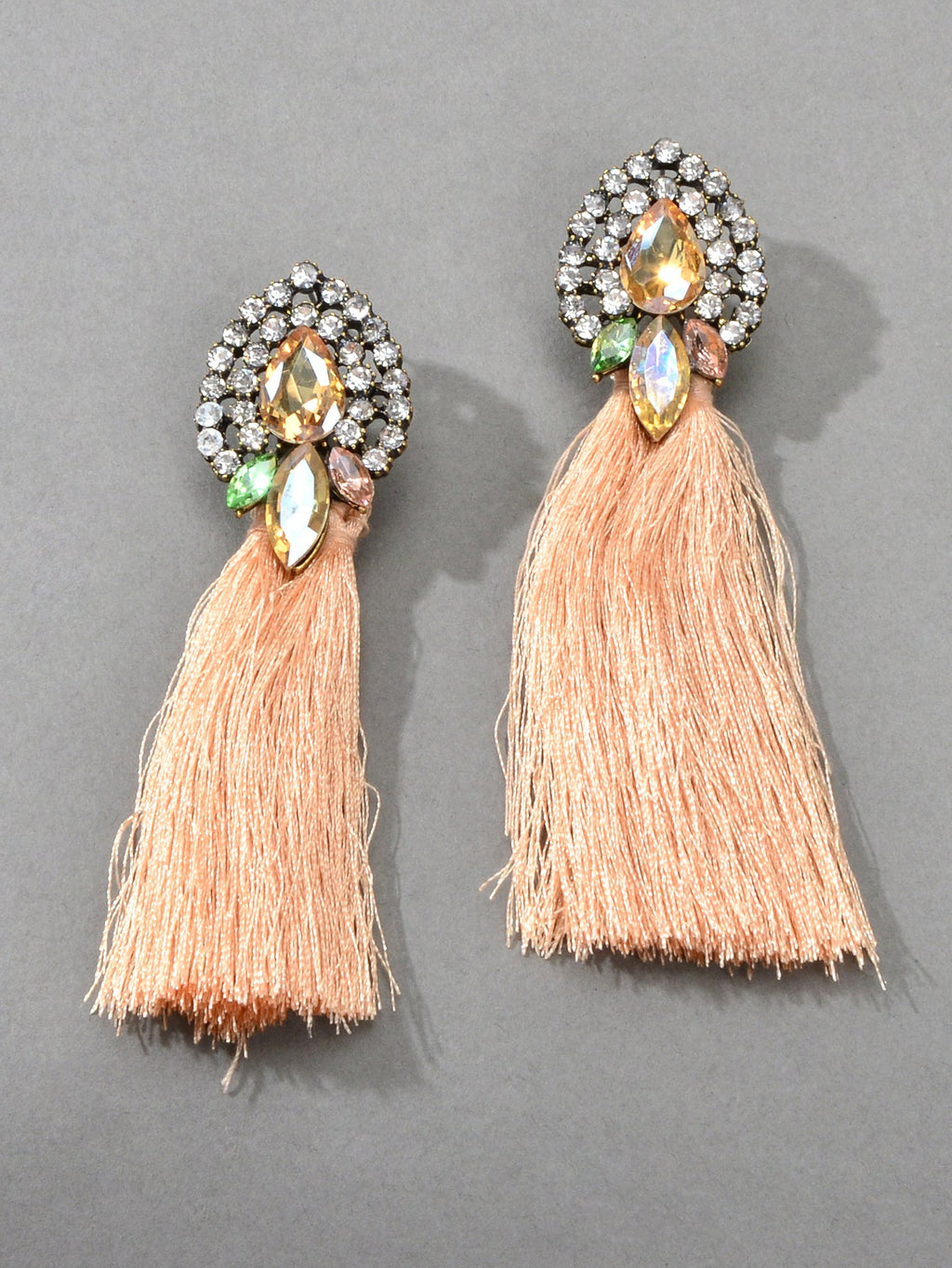 Boho Ethnic Jewellery Colorful Crystal Tassel Thread Chandelier Fringe Earrings-2