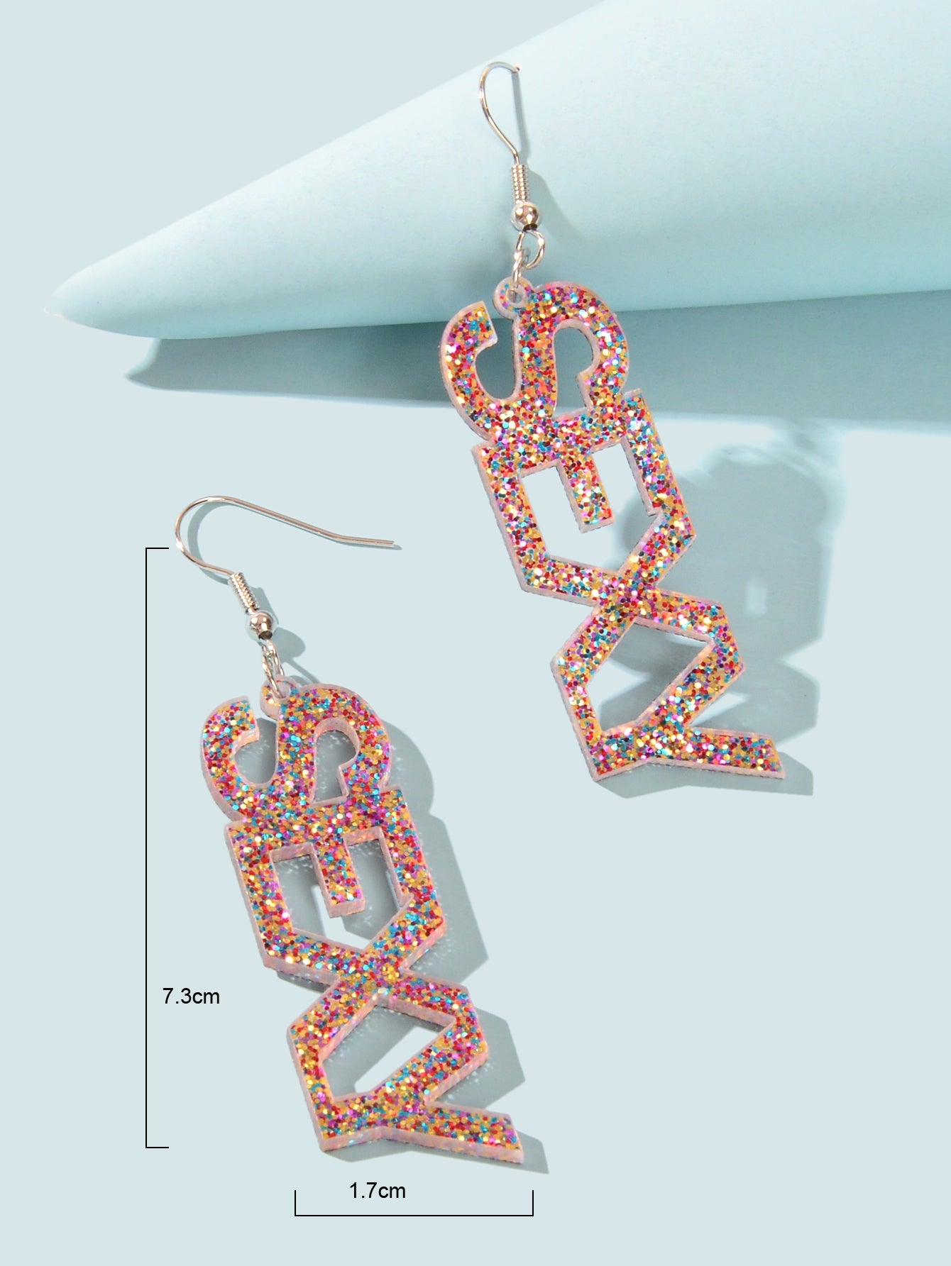 Creative Glitter Sequins Lightweight Acrylic SEXY Letter Dangle Party Earrings