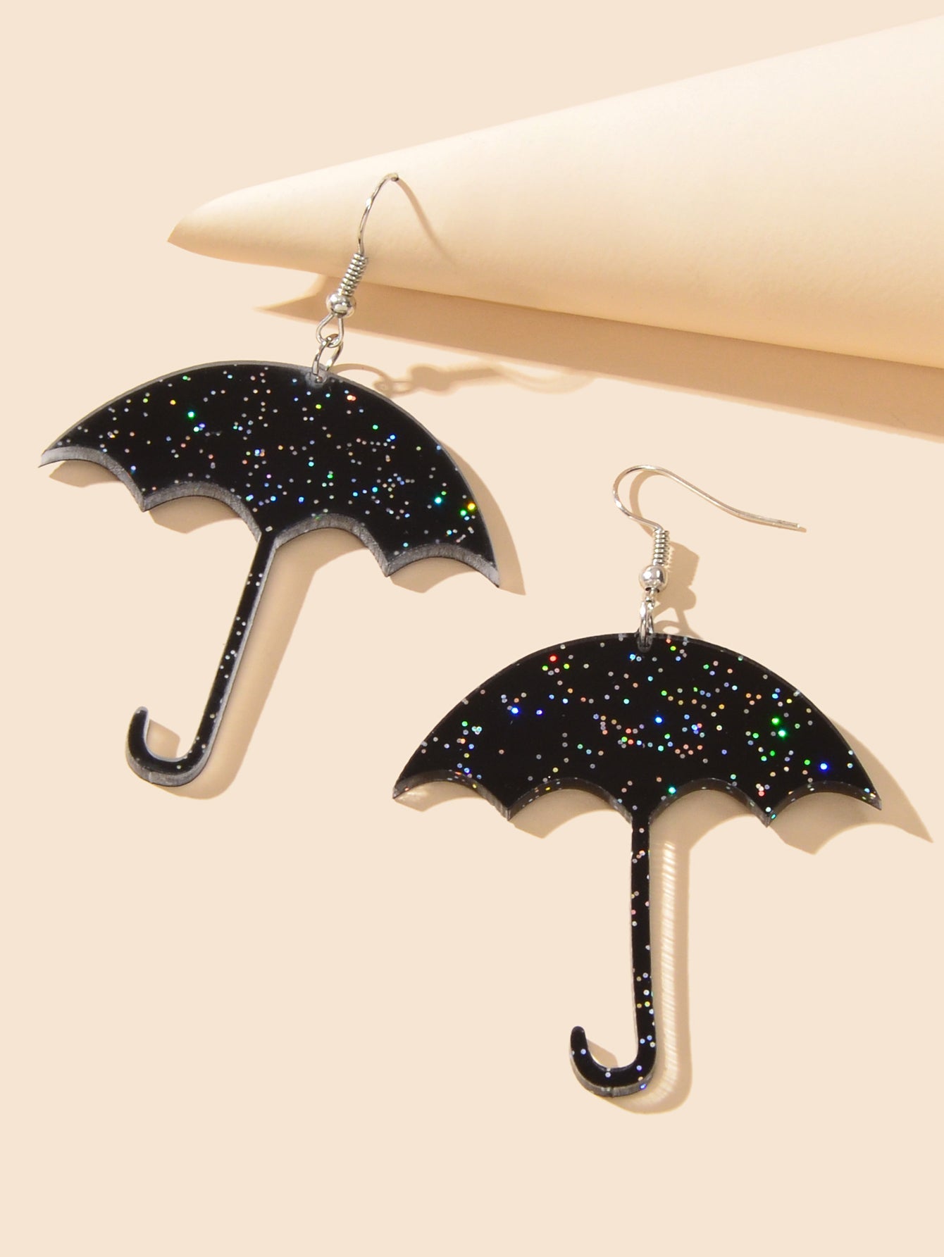 Shiny Acrylic Black Umbrella Drop Dangle Earrings Creative Nightclub Jewellery