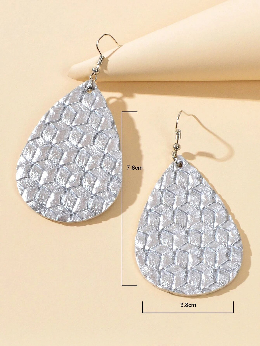 Silver Leather Water Drop Dangle Boho Chic Earrings Women Party Gift Jewellery-2