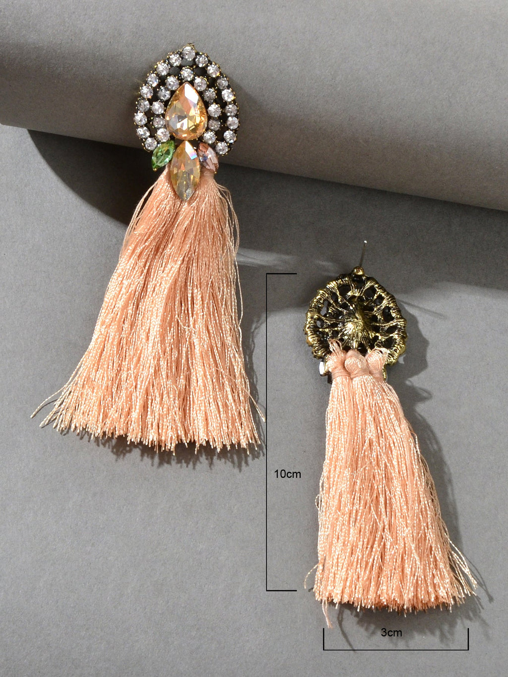 Boho Ethnic Jewellery Colorful Crystal Tassel Thread Chandelier Fringe Earrings-3