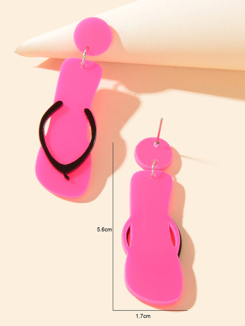 Y2k Style Hot Pink Acrylic Slippers Pendant Dangle Earrings Girl Holiday Jewelry