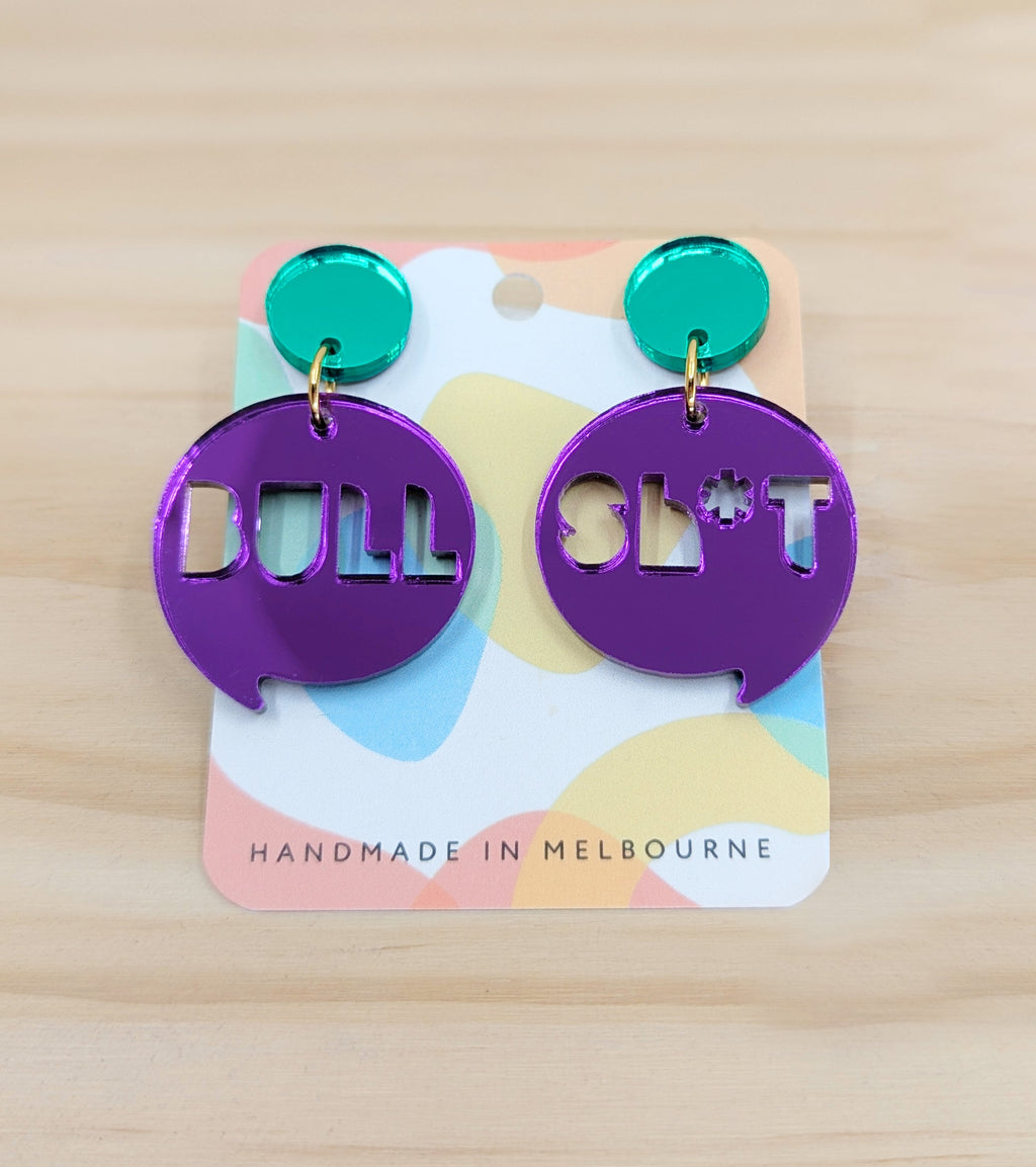 Sweary Acrylic Earrings - BULL SHIT