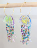 Jellyfish Earrings - Aqua/Purple/Gold glitter