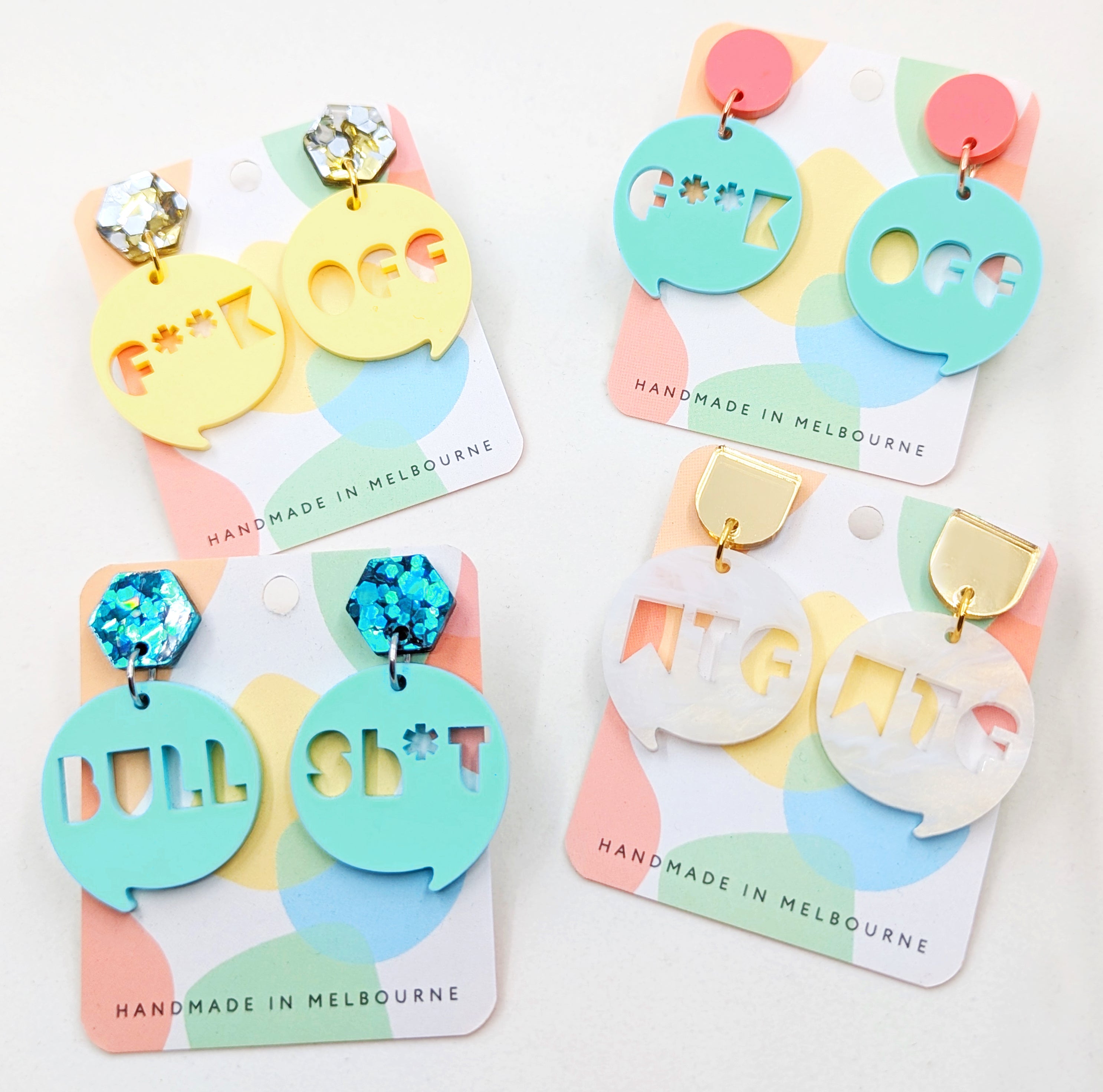 Sweary acrylic earrings - F**K OFF